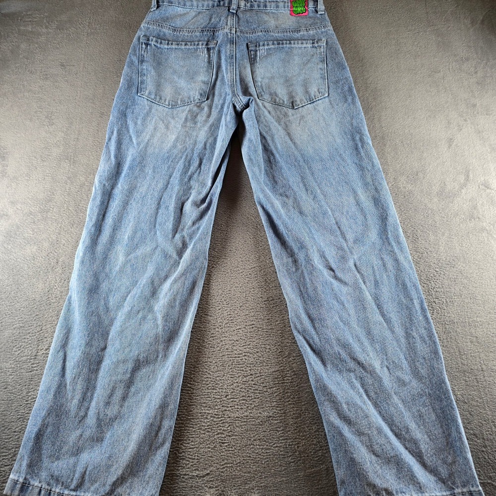 Empyre Loose Fit Light Wash Blue Skate Jeans Graffiti Logo Size 2 Womens 26 - Picture 5 of 6